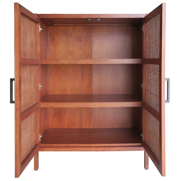 Honeybloom Wood Rattan Door Cabinet Premium^* New