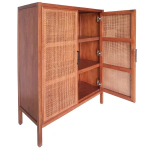 Honeybloom Wood Rattan Door Cabinet Premium^* New