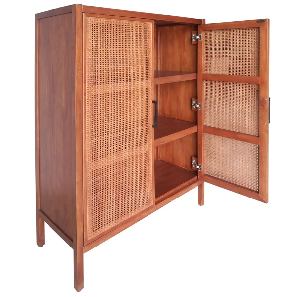 Honeybloom Wood Rattan Door Cabinet Premium^* New