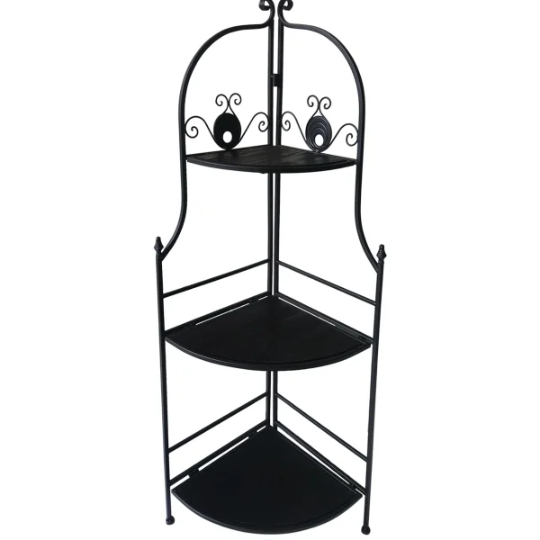 48In. Black Metal Corner Rack With Folding Wood Shelves Discount^* Sale