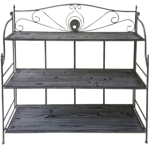 40In. Rustic Metal Rack With Folding Wood Top Shelves Outlet^* Sale