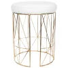 Keira Glazed Gold Wire Vanity Stool & Padded White Faux Leather Seat Cheaper^* Discount