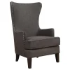 Kori Charcoal Grey High Back Accent Chair With Nailhead Trim Good Quality^* Best Sale