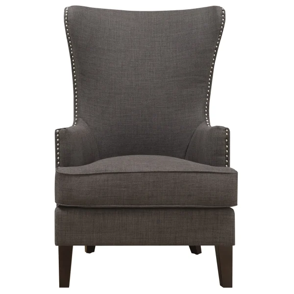 Kori Charcoal Grey High Back Accent Chair With Nailhead Trim Good Quality^* Best Sale