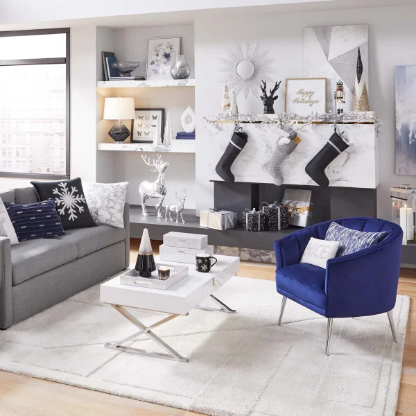 Laila Ali Avani Blue Velvet Accent Chair Opening Sales^* Cheap