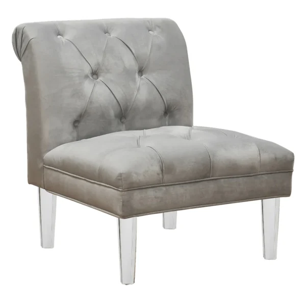 Laila Ali Grey Tufted Accent Chair With Clear Acrylic Legs Outlet^* Shop