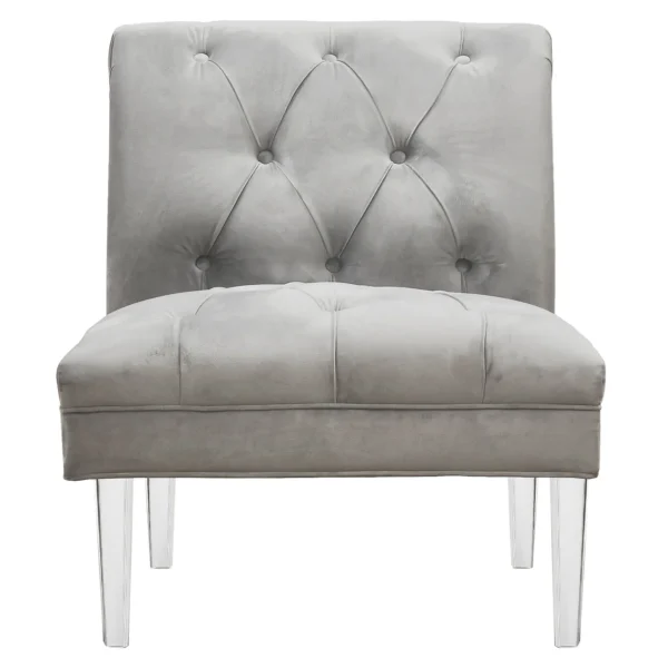 Laila Ali Grey Tufted Accent Chair With Clear Acrylic Legs Outlet^* Shop