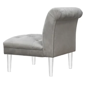 Laila Ali Grey Tufted Accent Chair With Clear Acrylic Legs Outlet^* Shop