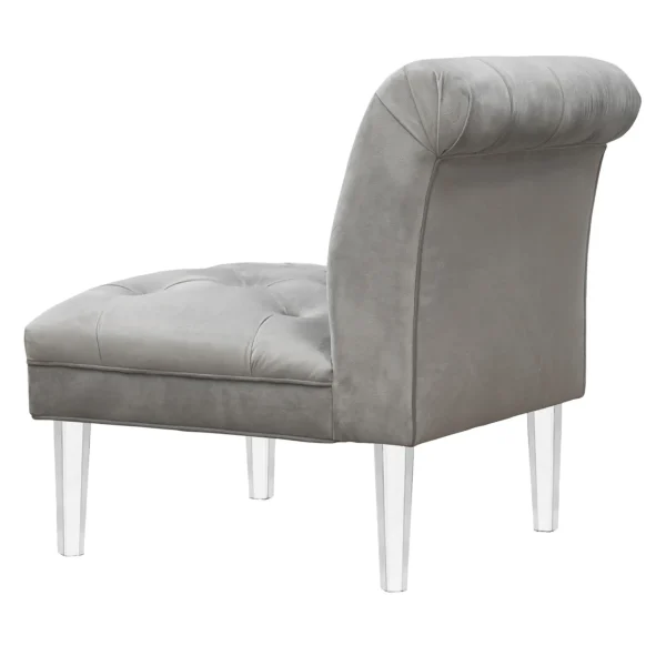 Laila Ali Grey Tufted Accent Chair With Clear Acrylic Legs Outlet^* Shop