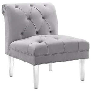 Laila Ali Grey Tufted Acrylic Leg Accent Chair Kd Fashion^* Discount