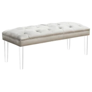Laila Ali Grey Tufted Acrylic Leg Bench, Kd Online Discount^* Sale