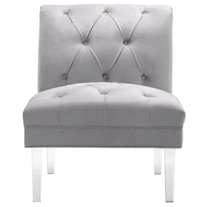 Laila Ali Grey Tufted Acrylic Leg Accent Chair Kd Fashion^* Discount