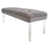 Laila Ali Grey Tufted Bench With Clear Acrylic Legs Promotion^* Shop