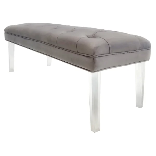 Laila Ali Grey Tufted Bench With Clear Acrylic Legs Promotion^* Shop