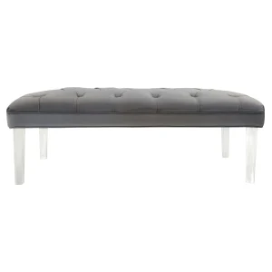 Laila Ali Grey Tufted Bench With Clear Acrylic Legs Promotion^* Shop