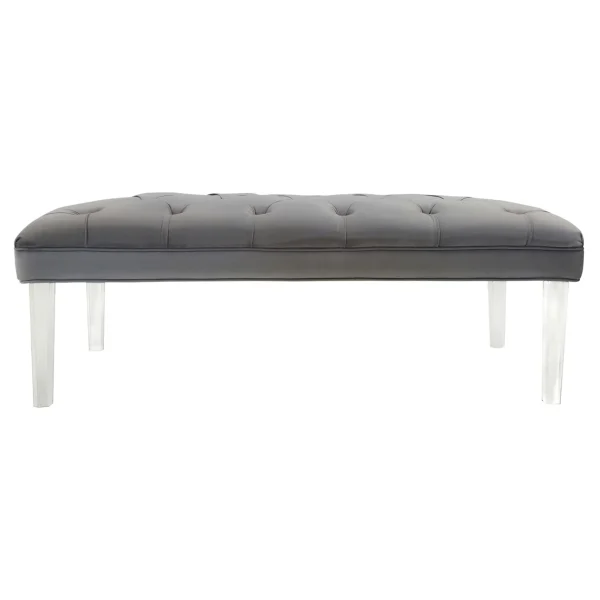 Laila Ali Grey Tufted Bench With Clear Acrylic Legs Promotion^* Shop