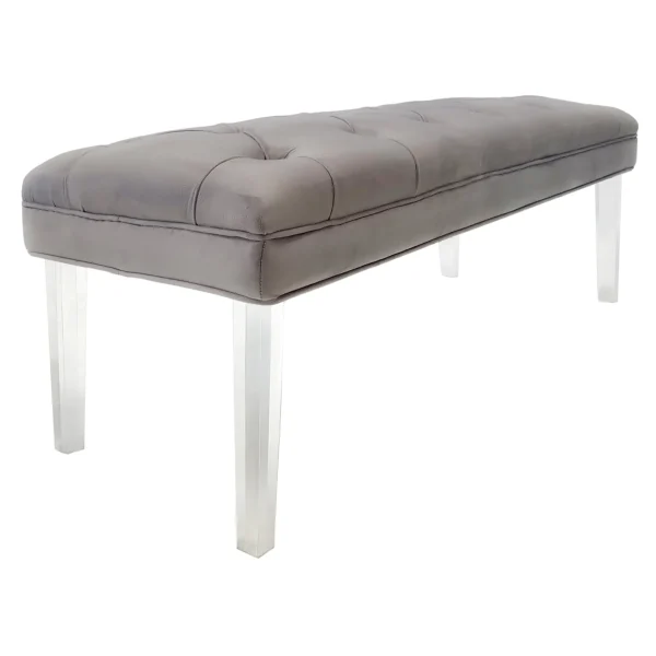 Laila Ali Grey Tufted Bench With Clear Acrylic Legs Promotion^* Shop