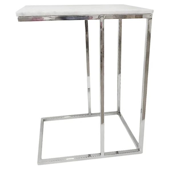 Laila Ali Marbled-Top Silver C-Table Flash Sale^* Fashion