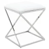 Laila Ali Modern White Velvet Ottoman Promotion^* Discount