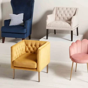 Lena Ivory Velvet Tufted Armchair With Nailhead Trim Discount Online^* Flash Sale