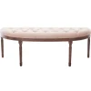 Lourdes Ivory Linen Tufted Curved Bench W/Distressed Wood Legs Opening Sales^* Flash Sale