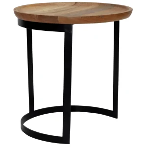 Mango Wood Top Side Table With Metal Base, Small Gift Selection^* New