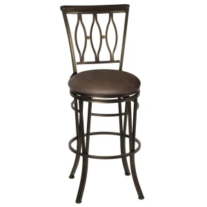 Marsol Brown Metal Swivel Barstool With Faux Leather Seat Clearance^* Cheap