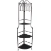 Metal Corner Rack With Brown Decorative Arch & Folding Wood-Top Shelves, 63 Online Discount^* Best Sale