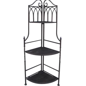 Metal Corner Rack With Brown Decorative Arch & Folding Wood-Top Shelves, 47 Gift Selection^* Cheap
