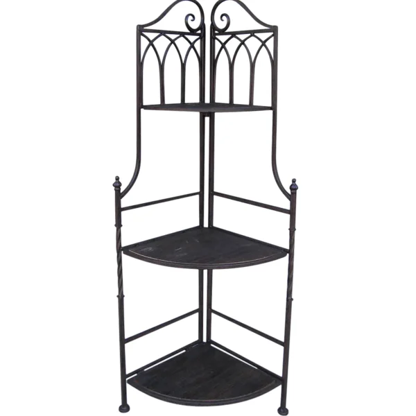 Metal Corner Rack With Brown Decorative Arch & Folding Wood-Top Shelves, 47 Gift Selection^* Cheap