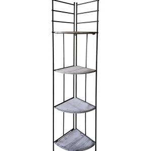 Metal Corner Rack With Folding Wood-Top Shelves, 63 Featured^* Sale