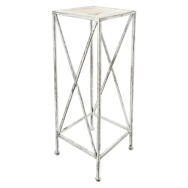 Metal Plant Stand With Wood Top Grey, Large Online Discount^* Online