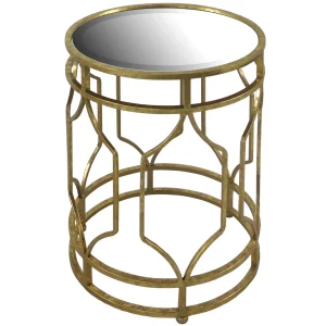 Mirror Top Table With Gold Quatrefoil Base, Small Promotion^* Best Sale