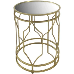 Mirror Top Table With Gold Quatrefoil Base, Large Opening Sales^* Shop