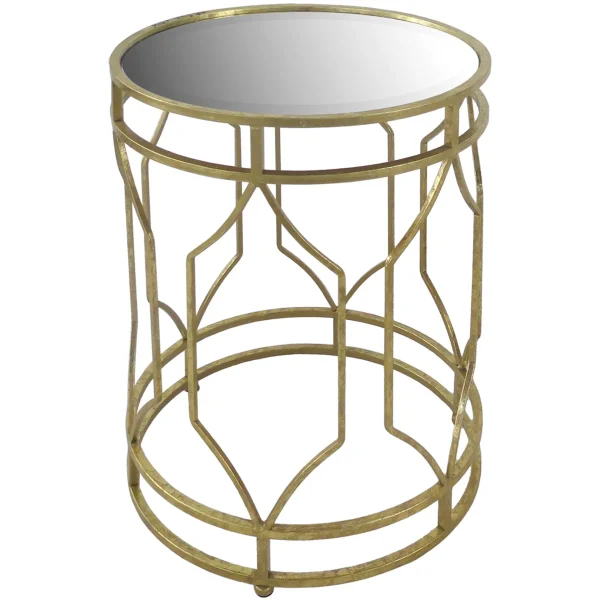 Mirror Top Table With Gold Quatrefoil Base, Large Opening Sales^* Shop