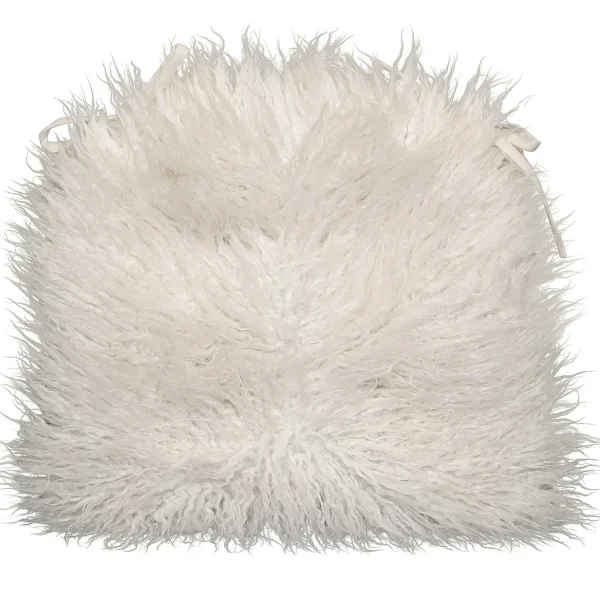 Mongolian Faux Fur Chair Pad/Ties White Promotion^* Cheap