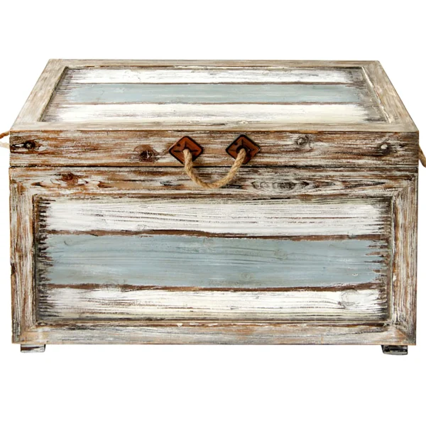 Nantucket Weathered Wood Decorative Storage Trunk, Large Opening Sales^* Fashion