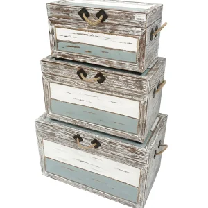 Nantucket Weathered Wood Decorative Storage Trunk, Medium Fashion^* Fashion