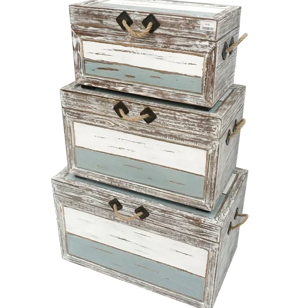 Nantucket Weathered Wood Decorative Storage Trunk, Medium Fashion^* Fashion