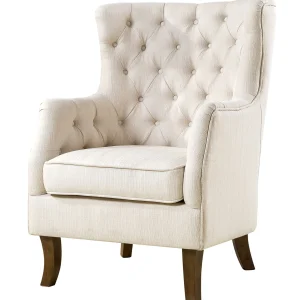 Norfolk Cream Linen Tufted High Back Arm Chair Promotion^* Flash Sale