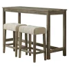 Oak Lawn Light Grey 3-Piece Sofa Table Set With Ivory Upholstered Counter Stools, 42 Cheaper^* Fashion
