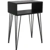 Open-Storage Accent Table With Hairpin Legs, Dark Grey Outlet^* Best