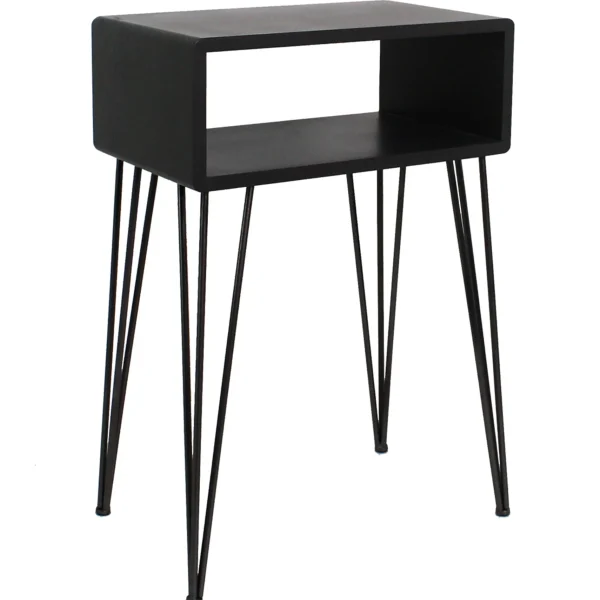 Open-Storage Accent Table With Hairpin Legs, Dark Grey Outlet^* Best