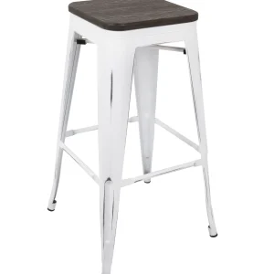 Oregon Vintage White Industrial Backless Barstool, 30 Opening Sales^* Flash Sale