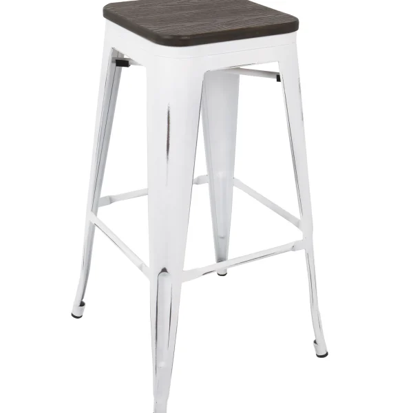 Oregon Vintage White Industrial Backless Barstool, 30 Opening Sales^* Flash Sale