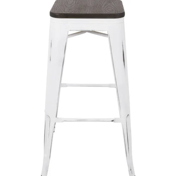 Oregon Vintage White Industrial Backless Barstool, 30 Opening Sales^* Flash Sale