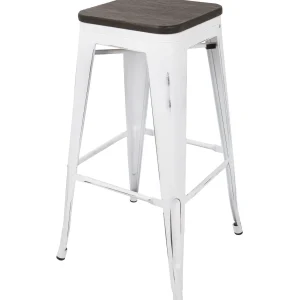 Oregon Vintage White Industrial Backless Barstool, 30 Opening Sales^* Flash Sale