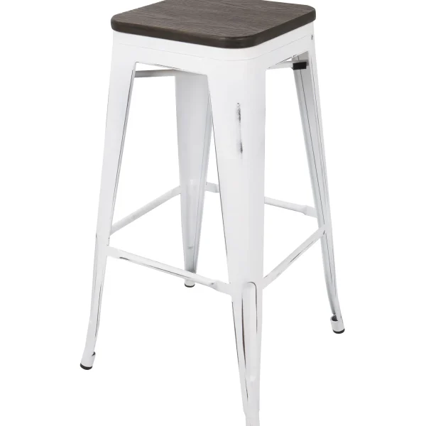 Oregon Vintage White Industrial Backless Barstool, 30 Opening Sales^* Flash Sale