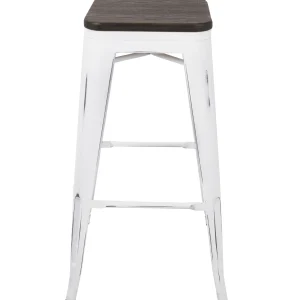 Oregon Vintage White Industrial Backless Barstool, 30 Opening Sales^* Flash Sale