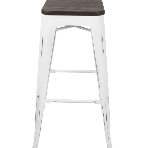 Oregon Vintage White Industrial Backless Barstool, 30 Opening Sales^* Flash Sale